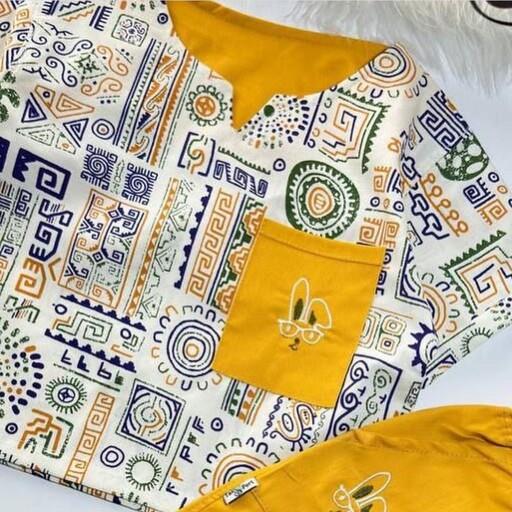 ست کراپ و شلوارک دخترانه جنس کراپ لنین جنس شلوارک کتان در رنگبندی جذاب با تنخوری عالی